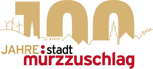Die Stadtgemeinde Mürzzuschlag feiert 2023 100 Jahre Stadterhebung - hier sehen Sie das offizielle Logo dazu.